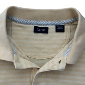 Men's IZOD Yellow & White Striped Polo Shirt Standard L